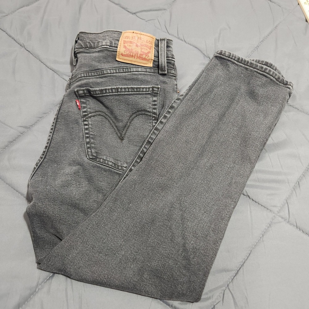 Levi's Wedgie Straight Jeans Women's 31 Black Gray High Rise Button Fly
